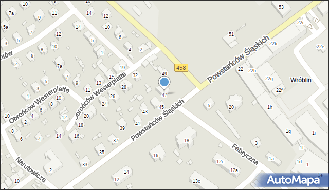 Lewin Brzeski, Powstańców Śląskich, 47, mapa Lewin Brzeski