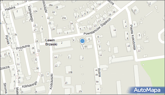 Lewin Brzeski, Powstańców Śląskich, 4a, mapa Lewin Brzeski
