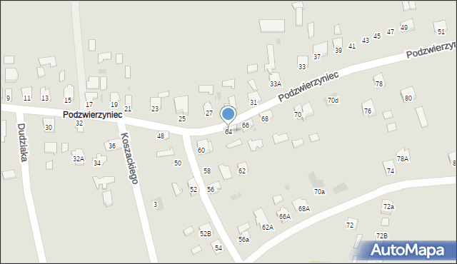 Leżajsk, Podzwierzyniec, 64, mapa Leżajsk