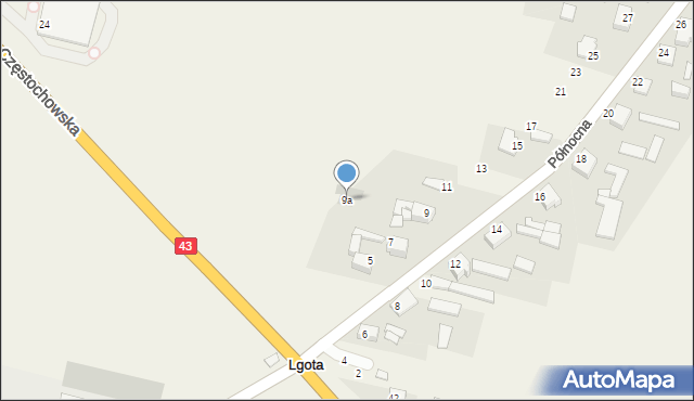 Lgota, Północna, 9a, mapa Lgota