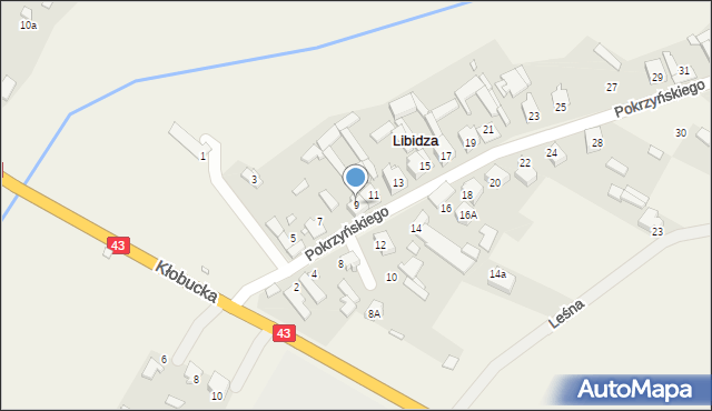 Libidza, Pokrzyńskiego Antoniego, 9, mapa Libidza