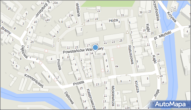 Lidzbark Warmiński, Powstańców Warszawy, 16, mapa Lidzbark Warmiński