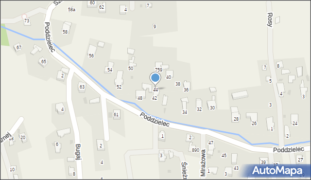 Lipowa, Poddzielec, 44, mapa Lipowa