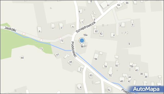 Lipowa, Poddzielec, 58, mapa Lipowa