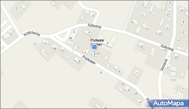 Lisów, Podwale, 3, mapa Lisów