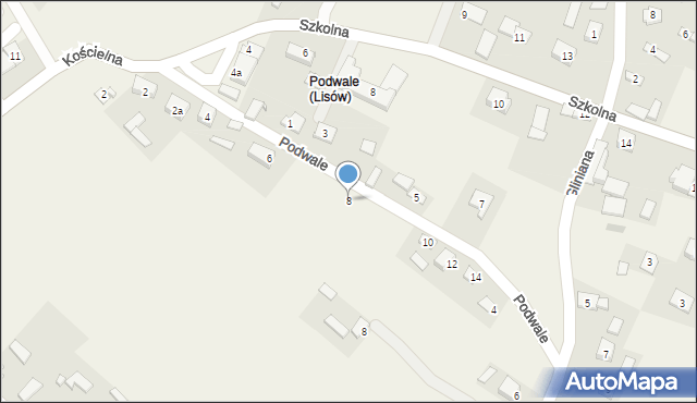 Lisów, Podwale, 8, mapa Lisów