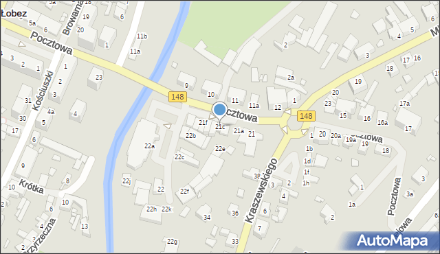 Łobez, Pocztowa, 21c, mapa Łobez