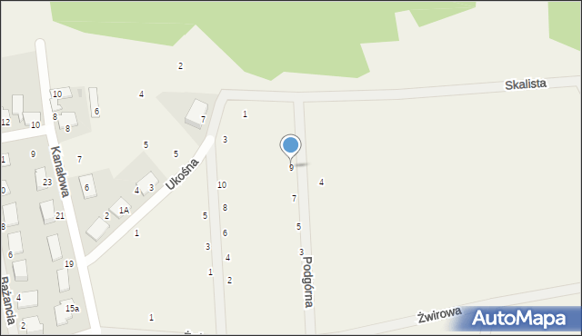 Łochowice, Podgórna, 9, mapa Łochowice