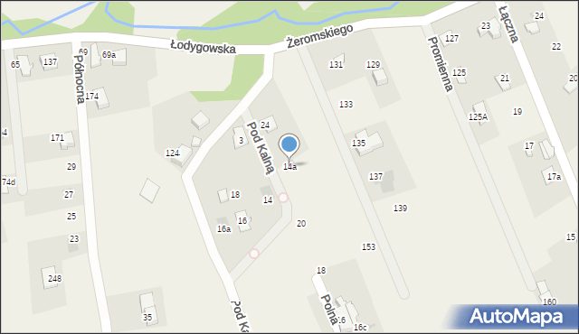 Łodygowice, Pod Kalną, 14a, mapa Łodygowice