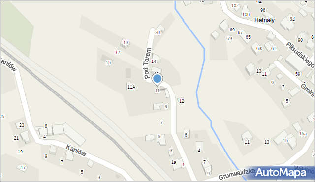 Łodygowice, Pod Torem, 11, mapa Łodygowice