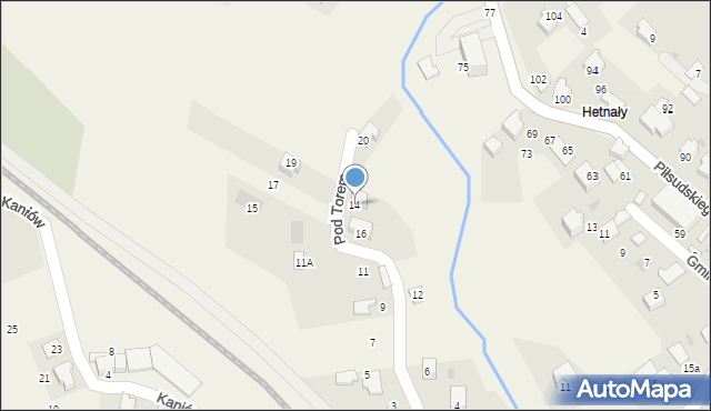 Łodygowice, Pod Torem, 14, mapa Łodygowice