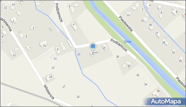 Łodygowice, Podzamcze, 22, mapa Łodygowice