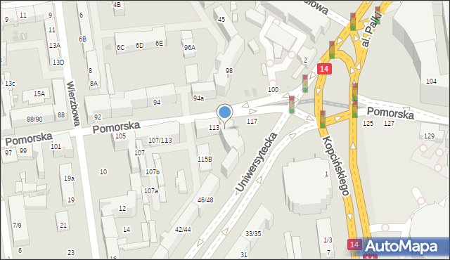 Łódź, Pomorska, 115, mapa Łodzi