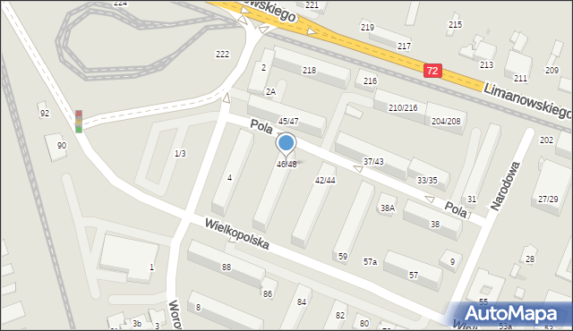 Łódź, Pola Wincentego, 46/48, mapa Łodzi