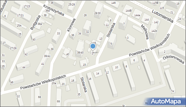 Łódź, Powstańców Wielkopolskich, 17, mapa Łodzi