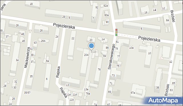 Łódź, Pojezierska, 20b, mapa Łodzi