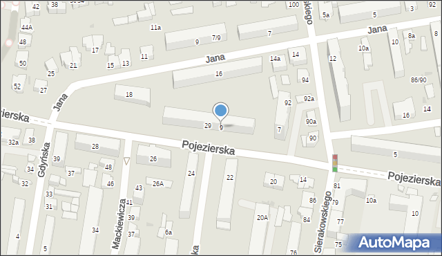 Łódź, Pojezierska, 9, mapa Łodzi