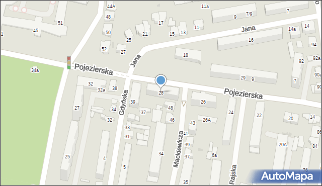 Łódź, Pojezierska, 28, mapa Łodzi