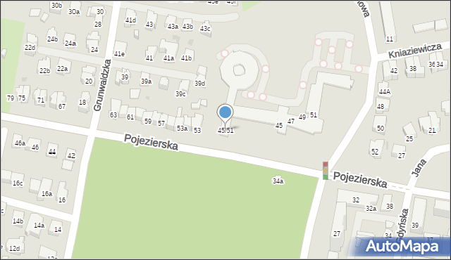 Łódź, Pojezierska, 45/51, mapa Łodzi