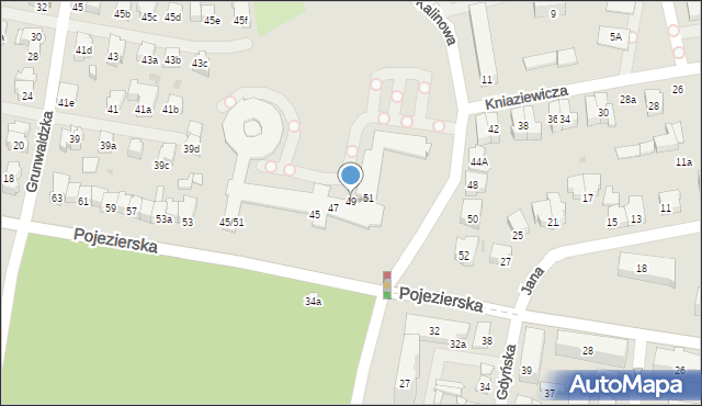 Łódź, Pojezierska, 49, mapa Łodzi