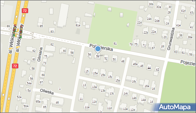 Łódź, Pojezierska, 54, mapa Łodzi