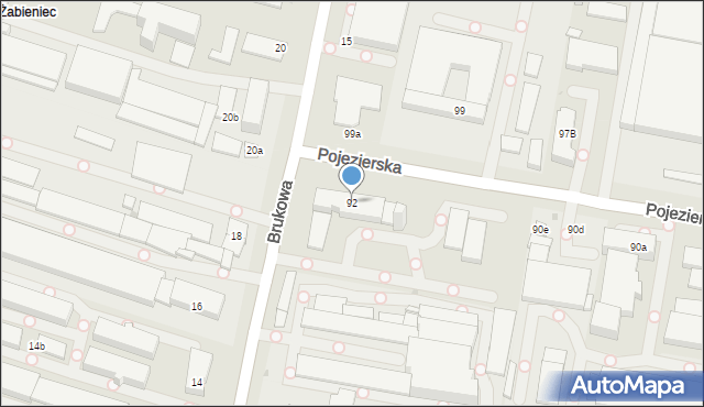Łódź, Pojezierska, 92, mapa Łodzi