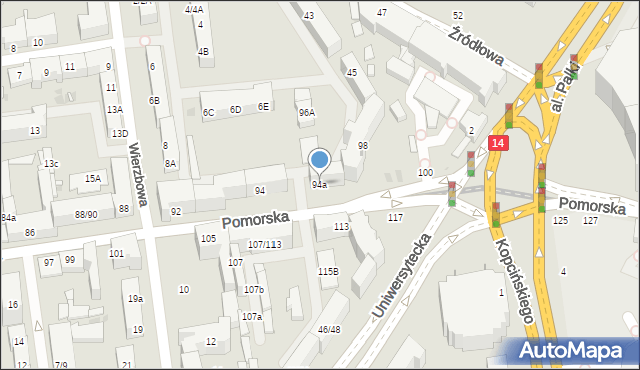 Łódź, Pomorska, 94a, mapa Łodzi