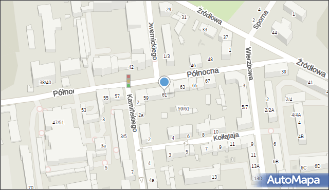 Łódź, Północna, 61, mapa Łodzi