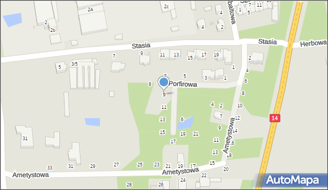 Łódź, Porfirowa, 9, mapa Łodzi