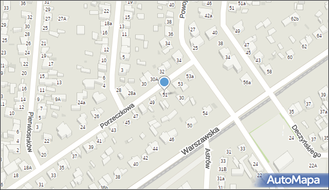 Łódź, Porzeczkowa, 51, mapa Łodzi