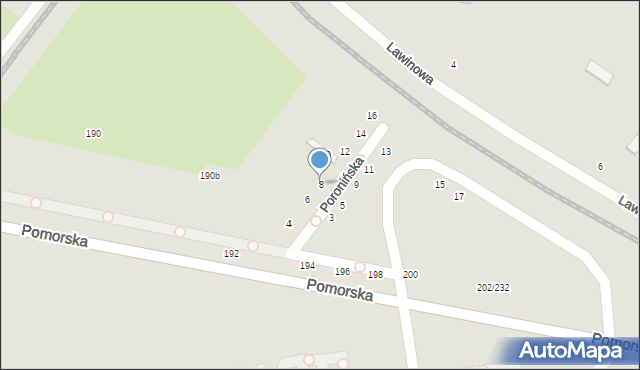 Łódź, Poronińska, 8, mapa Łodzi