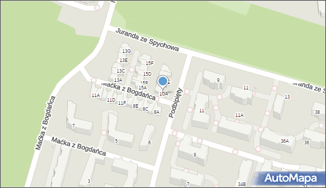 Łódź, Podbipięty Longinusa, 10A, mapa Łodzi