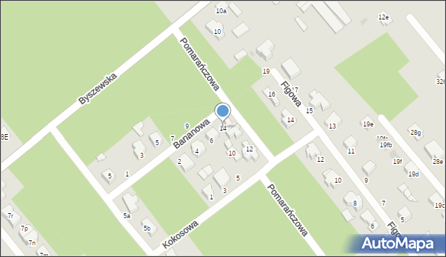 Łódź, Pomarańczowa, 14, mapa Łodzi