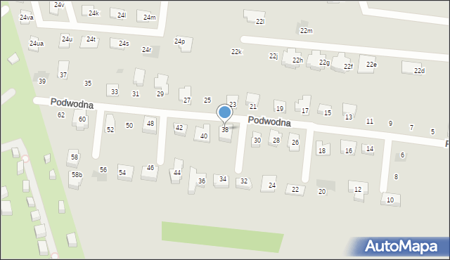 Łódź, Podwodna, 38, mapa Łodzi