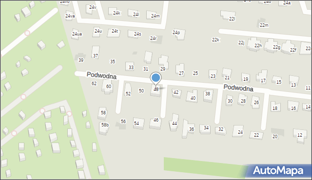 Łódź, Podwodna, 48, mapa Łodzi