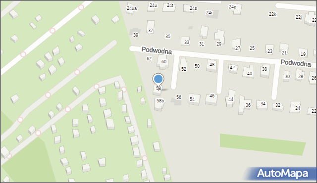 Łódź, Podwodna, 58a, mapa Łodzi