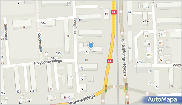 Łódź, Podgórna, 66, mapa Łodzi