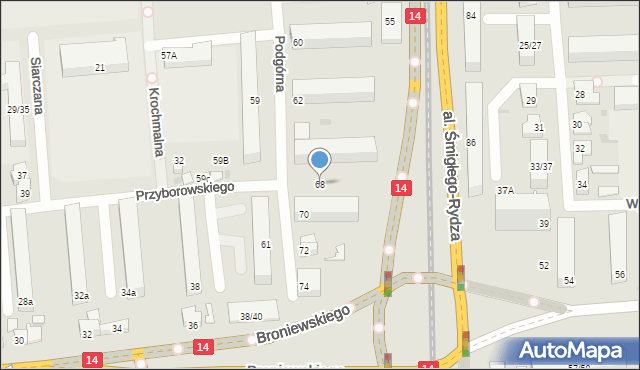 Łódź, Podgórna, 68, mapa Łodzi