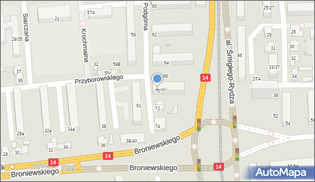 Łódź, Podgórna, 70, mapa Łodzi