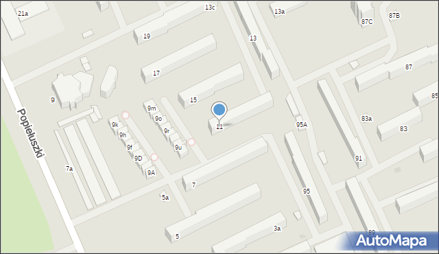Łódź, Popiełuszki Jerzego, bł. ks., 11, mapa Łodzi