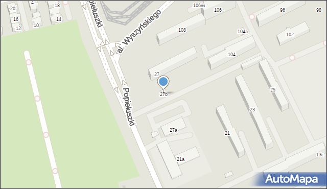 Łódź, Popiełuszki Jerzego, bł. ks., 27b, mapa Łodzi