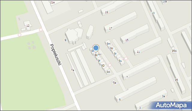 Łódź, Popiełuszki Jerzego, bł. ks., 9h, mapa Łodzi