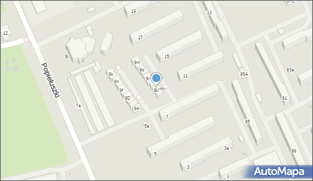 Łódź, Popiełuszki Jerzego, bł. ks., 9u, mapa Łodzi