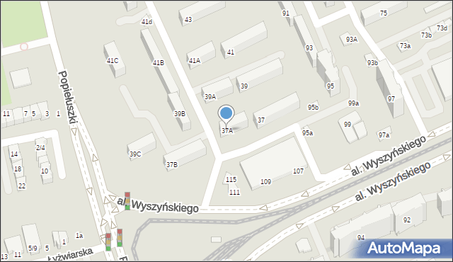 Łódź, Popiełuszki Jerzego, bł. ks., 37A, mapa Łodzi