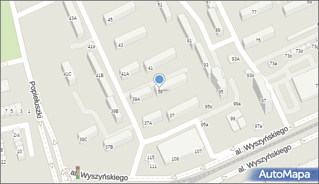 Łódź, Popiełuszki Jerzego, bł. ks., 39, mapa Łodzi