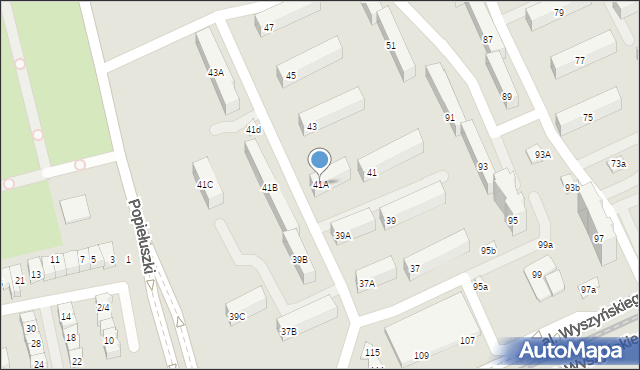 Łódź, Popiełuszki Jerzego, bł. ks., 41A, mapa Łodzi