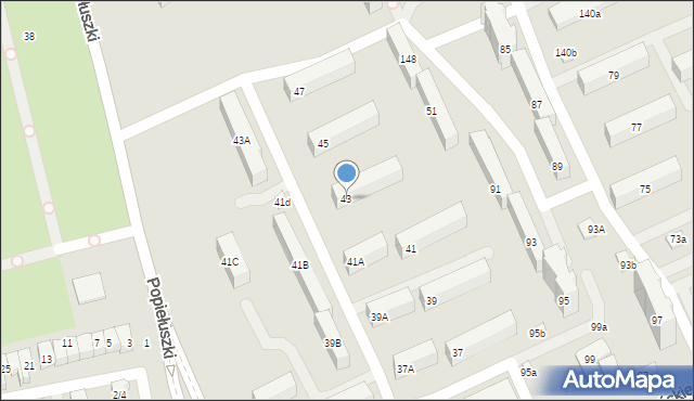 Łódź, Popiełuszki Jerzego, bł. ks., 43, mapa Łodzi