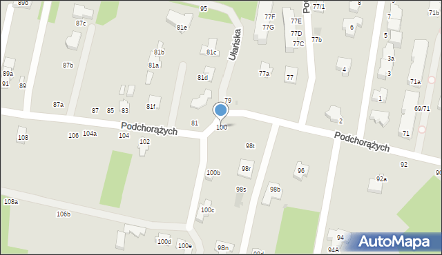 Łódź, Podchorążych, 100, mapa Łodzi