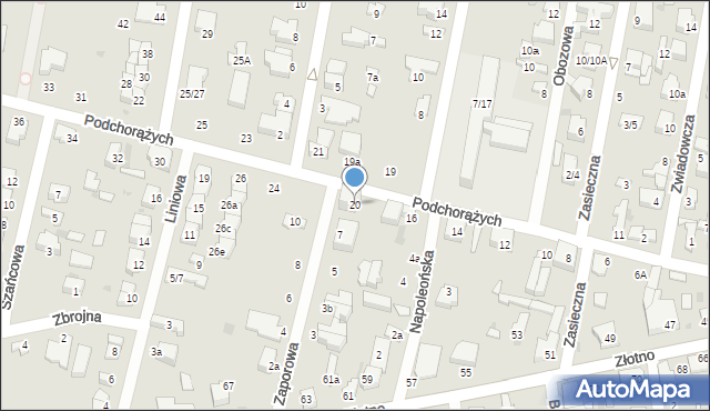 Łódź, Podchorążych, 20, mapa Łodzi