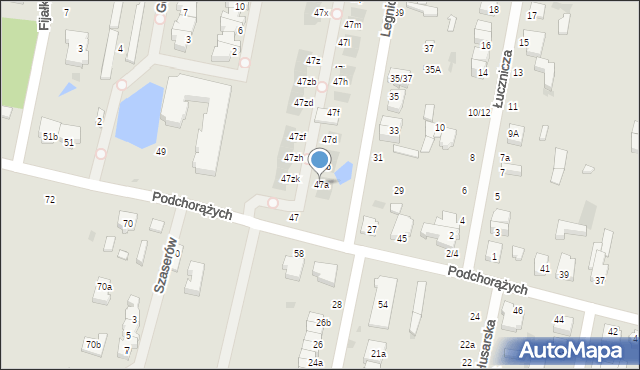 Łódź, Podchorążych, 47a, mapa Łodzi